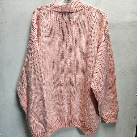 NWT 80s 90s Gitano pink plus size oversized knit crochet sweater ~ womens 44/24W - Picture 2 of 9